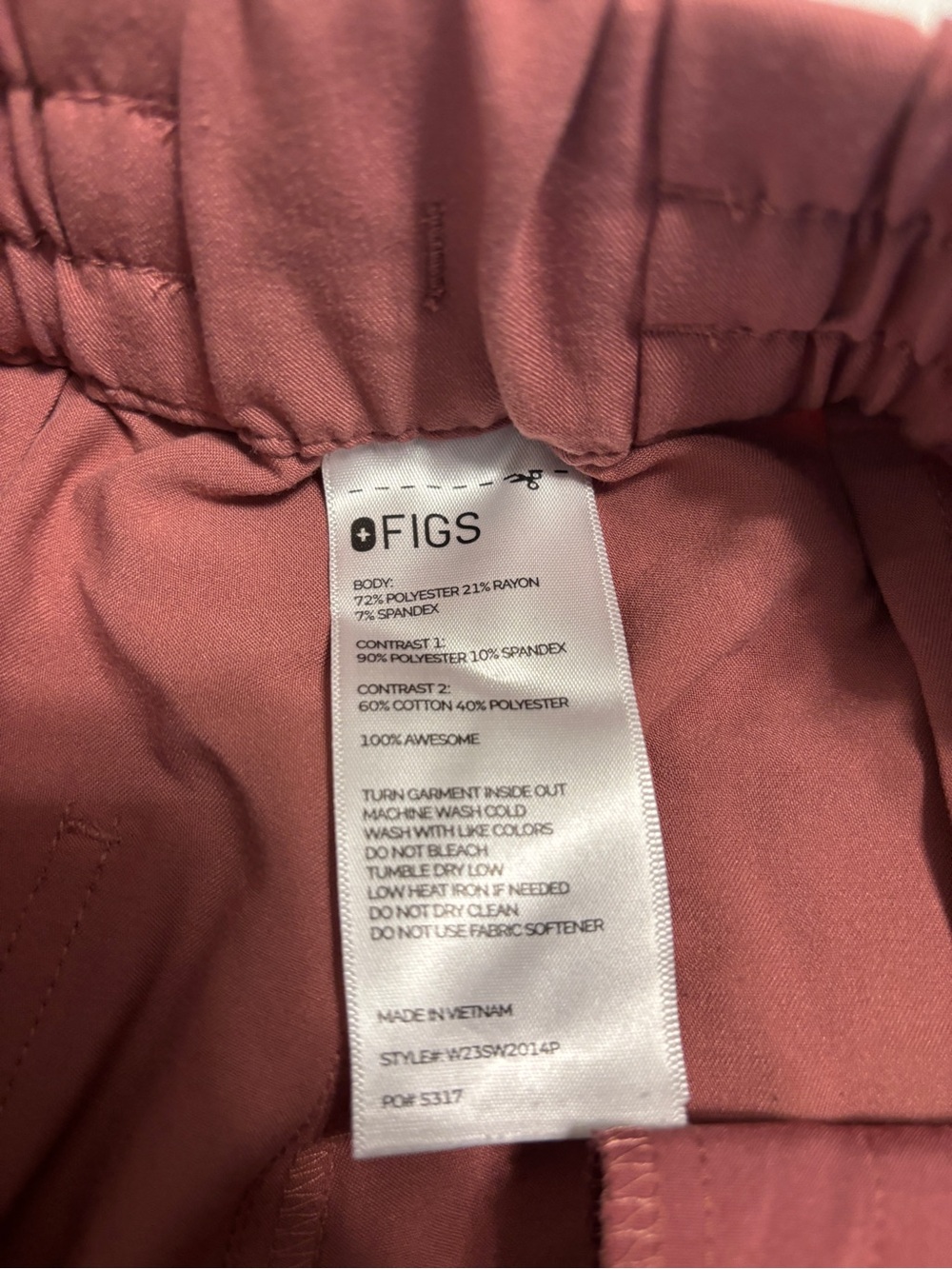 Figs Mauve Pink Uman Relaxed Jogger Scrub Pants XS petite - Picture 7 of 8